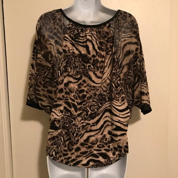 Style & Co. Animal Print Cape Style Blouse - Picture 4 of 5